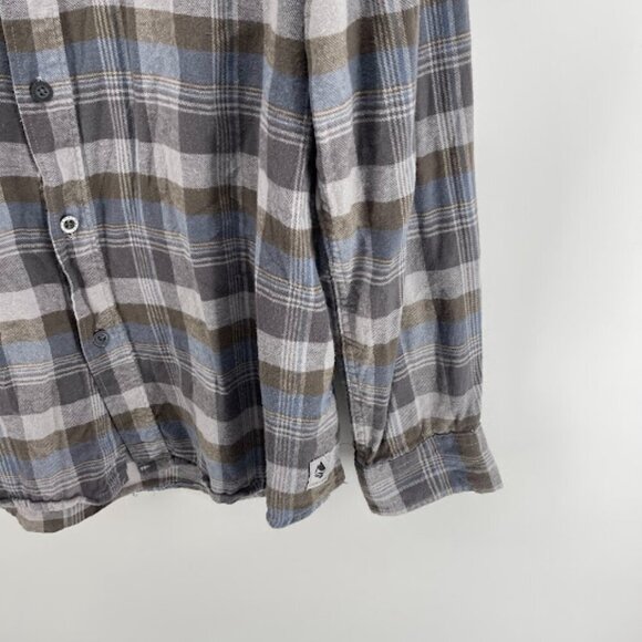 Ocean + Coast Plaid Flannel Men's Shirt Gray/Blue Long Sleeve Button Down - Picture 6 of 6